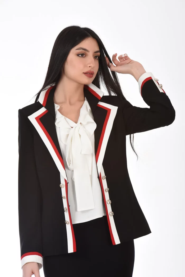 Black Jacket With Red And Off-White Cuts