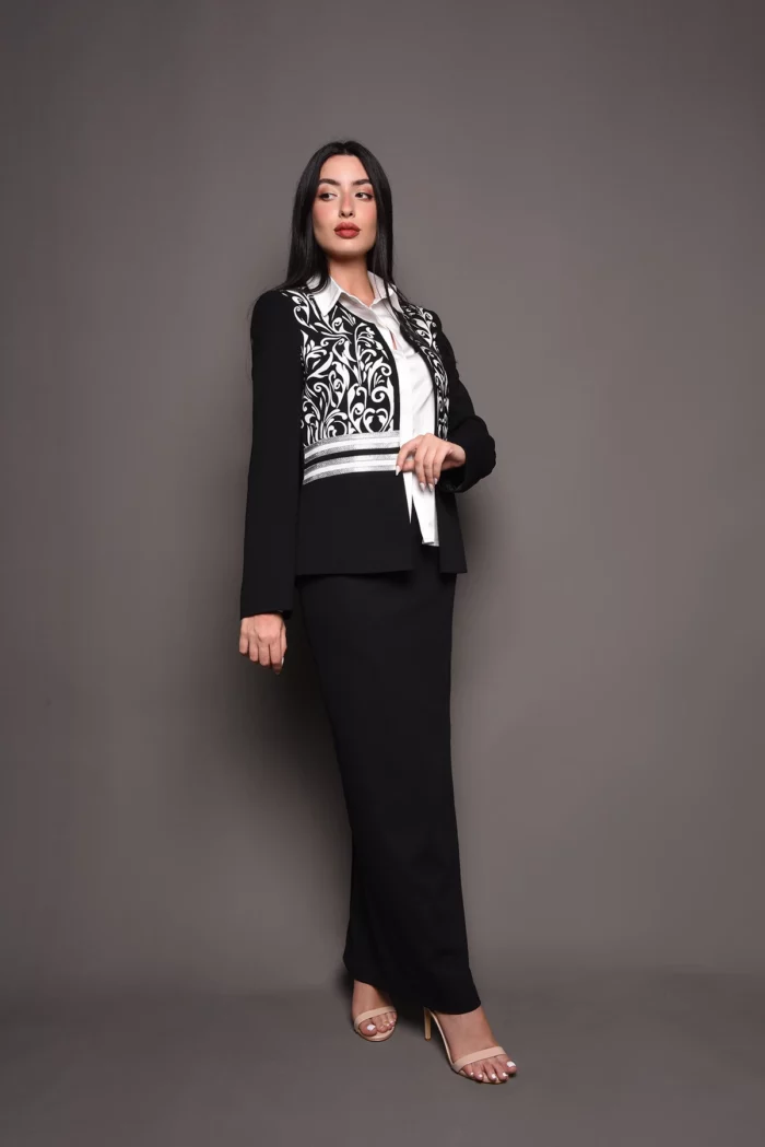 Black Suit With Laser-Cut and Strass