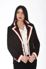 Black Suit With Red And Off-White Cuts