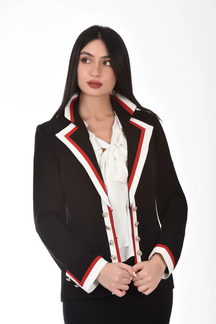 Black Suit With Red And Off-White Cuts