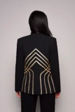 Black and Gold Striped Sequin Suit for Women Back Design