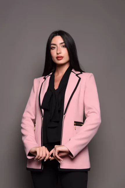 Pink Jacket With Gold Zippers for Women