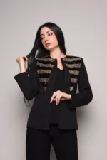 Black Suit With Triangle Sequin Jacket