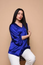 Blue Satin Blouse