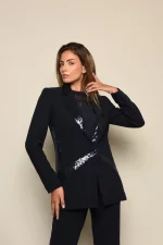 Navy Suit With Sequin For Women