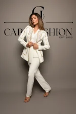 White Womens Suit With Gold