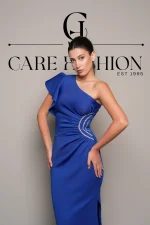 Blue One-Shoulder Dress With Strass