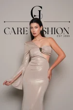 Champagne Jersey One-Shoulder Dress