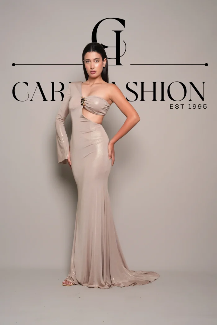 Champagne One-Shoulder Dress