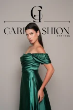 Green Satin Dress With Sequin