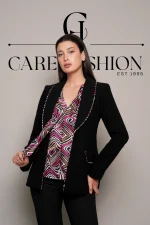 Black Crepe and Satin Patterned Jacket