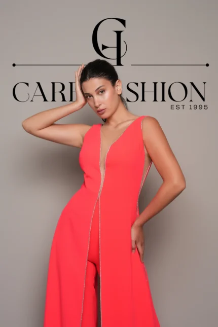 Coral Crepe Jump Suit